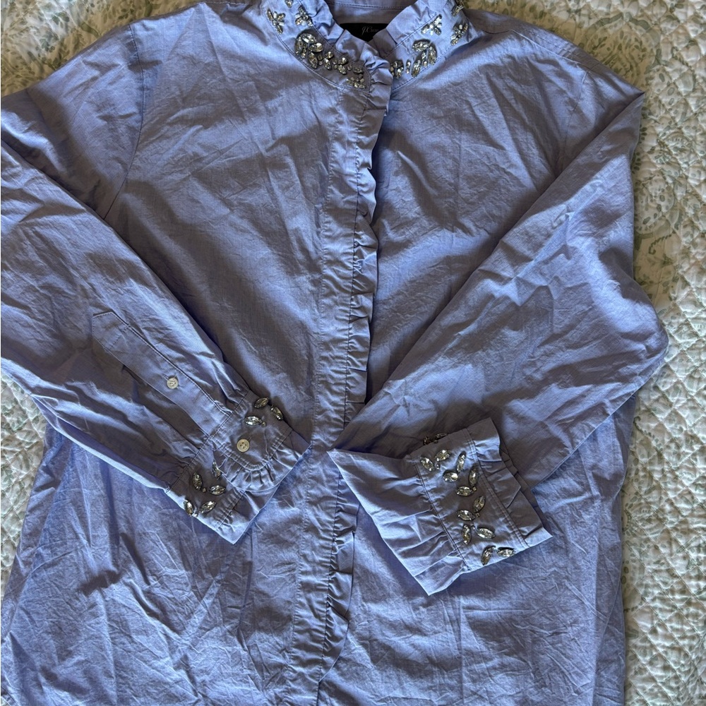J. Crew Light Blue Embellished Shirt